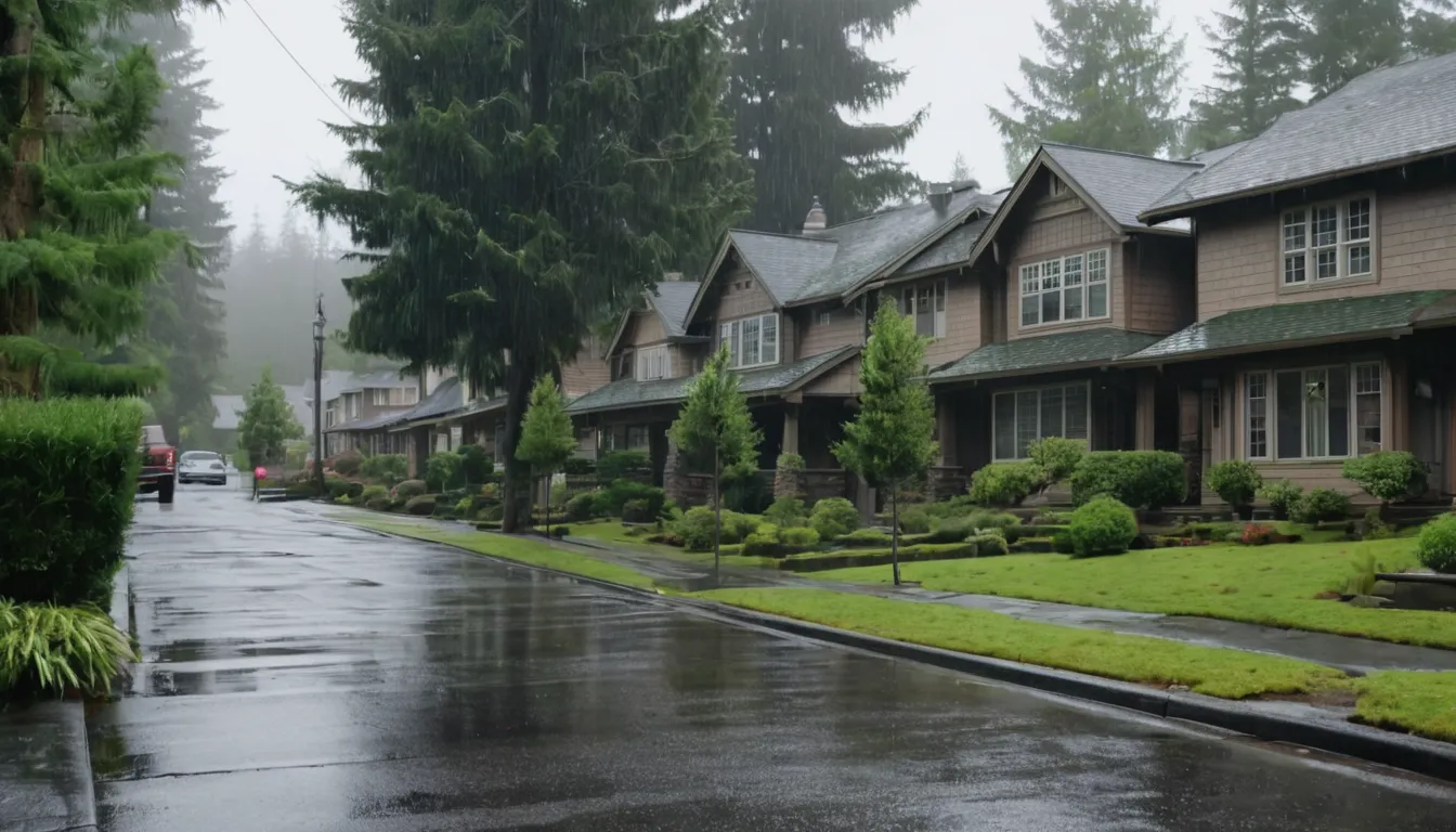 Neighborhood of craftsman houses and townhomes in Bremerton after rain